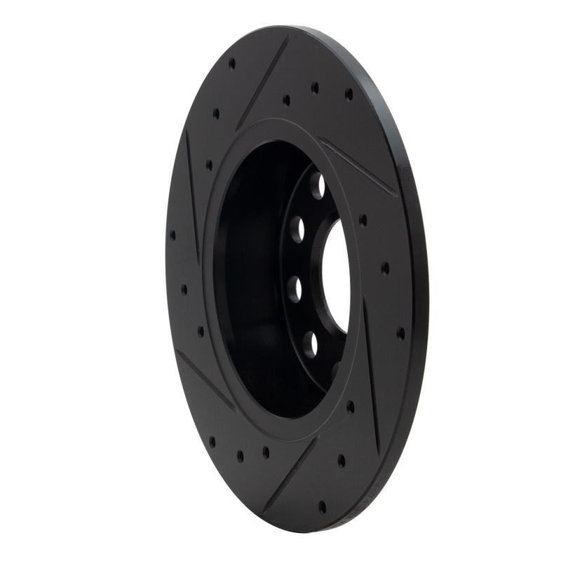 Audi A3 Sportback E-Tron Brake Rotor (1) - Rear Right - R1 Concepts - Drilled & Slotted - Black - `05-`25